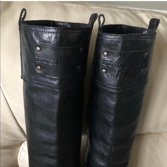 Burberry Black Leather Riding Boots 9M EUC - Picture 7 of 8